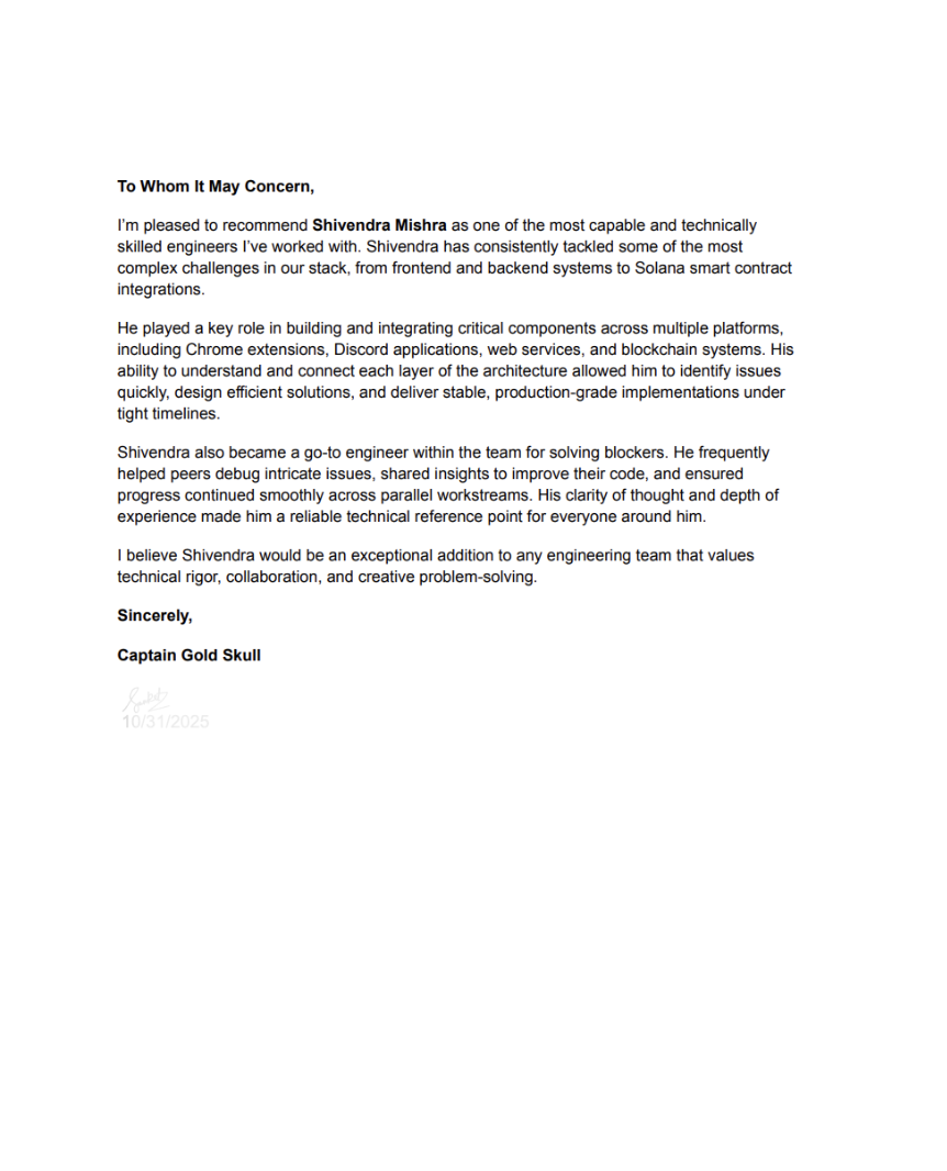 Recommendation Letter